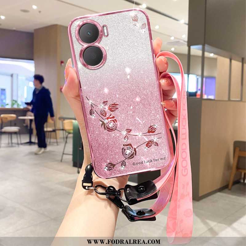 Skal Huawei Nova 12 Se Telefonfodral Blommor Och Strass Med Rem