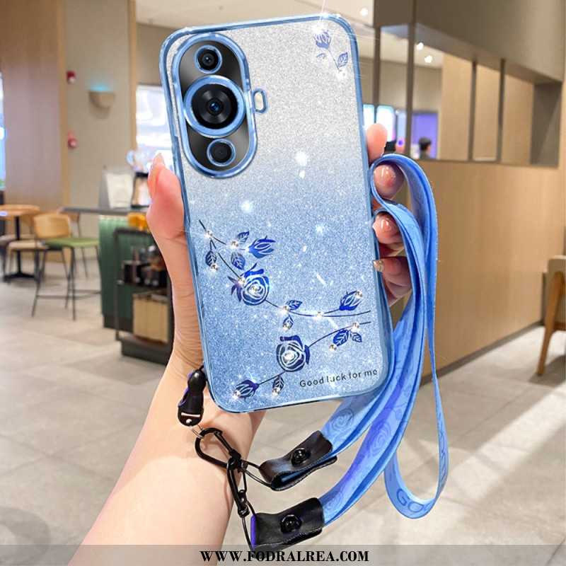 Skal Huawei Nova 12s Blommor Och Strass Med Kadem-rem