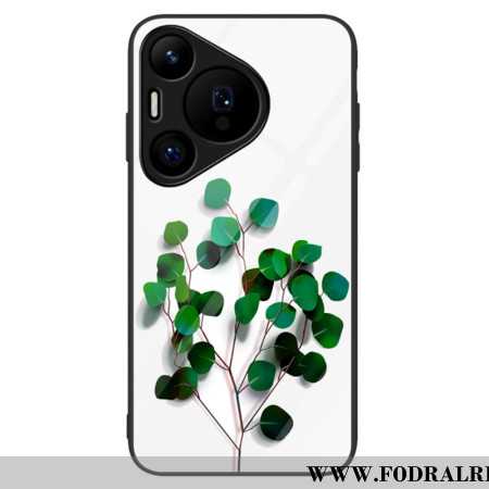 Skal Huawei Pura 70 Gröna Blad Härdat Glas