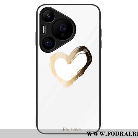 Skal Huawei Pura 70 Gyllene Hjärta Härdat Glas