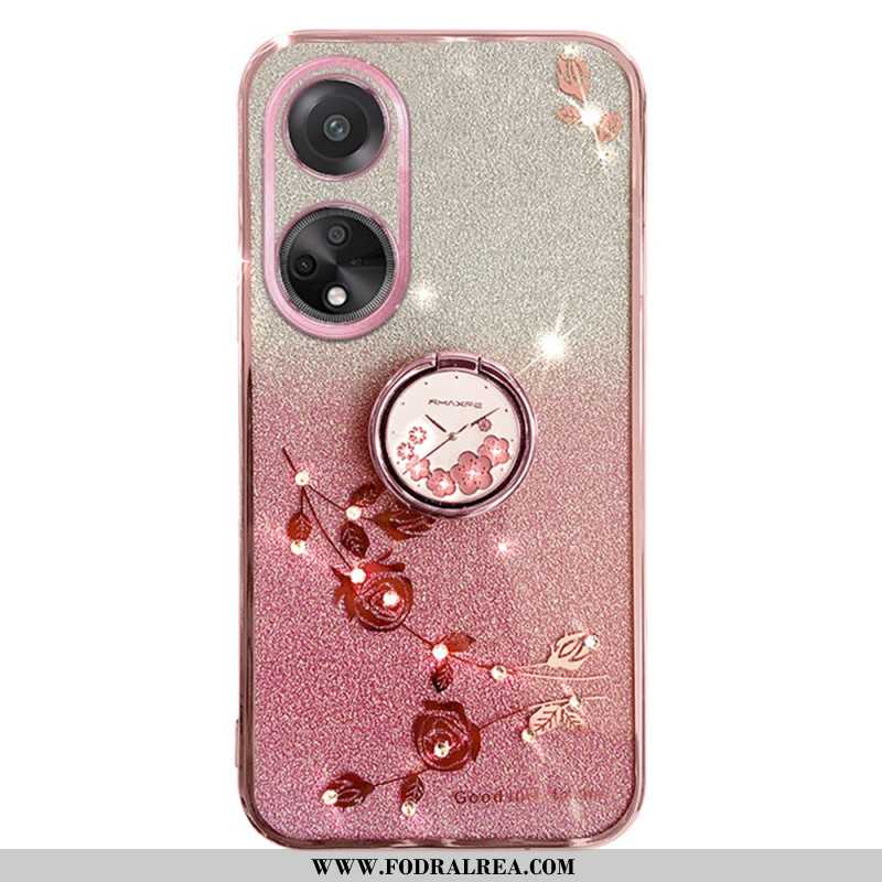 Skal Oppo A98 5g Blomma Och Rhinestone Support Ring