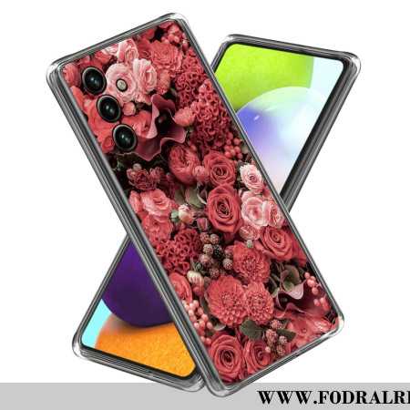 Skal Samsung Galaxy A15 Telefonfodral Rosa Och Röda Blommor