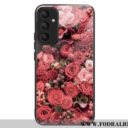 Skal Samsung Galaxy A55 5g Härdat Glas Röda Och Rosa Blommor