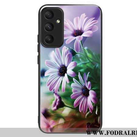 Skal Samsung Galaxy A55 5g Telefonfodral Härdat Glas Lila Krysantemum