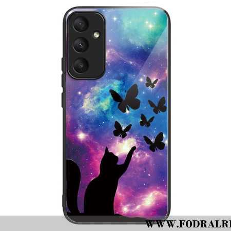 Skal Samsung Galaxy A55 5g Telefonfodral Katt Och Fjärilar I Härdat Glas