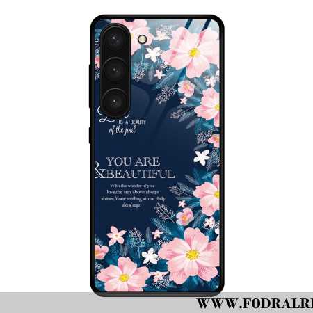 Skal Samsung Galaxy S24 Plus 5g Rosa Blommor I Härdat Glas