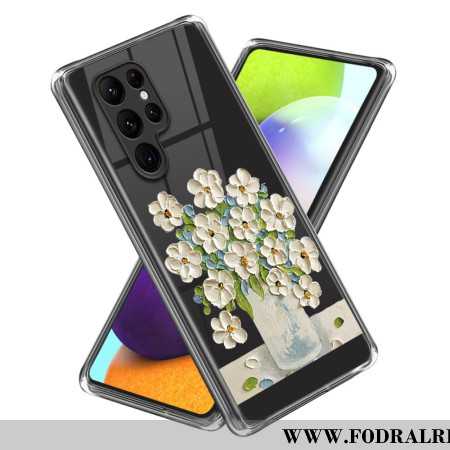 Skal Samsung Galaxy S24 Ultra 5g Målning Av Vita Blommor