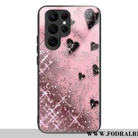 Skal Samsung Galaxy S24 Ultra 5g Telefonfodral Rosa Hjärtan I Härdat Glas