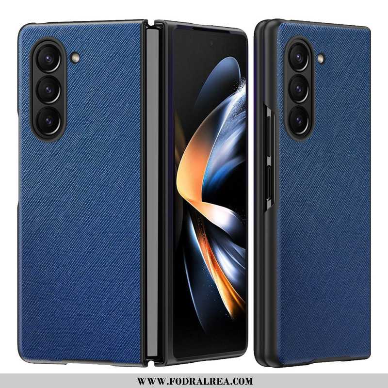 Skal Samsung Galaxy Z Fold 5 Telefonfodral Läderstil Med Vävd Effekt