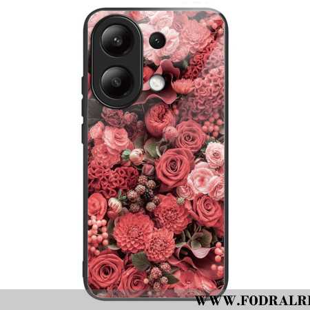 Skal Xiaomi Redmi Note 13 4g Röda Blommor I Härdat Glas