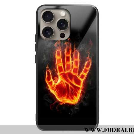 Skal iPhone 16 Pro Hand On Fire Härdat Glas