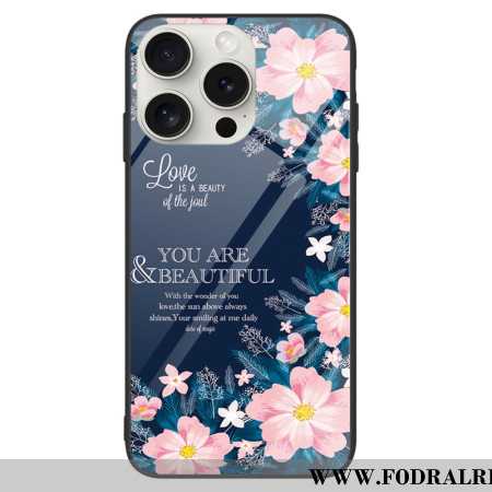 Skal iPhone 16 Pro Max Rosa Blommor I Härdat Glas