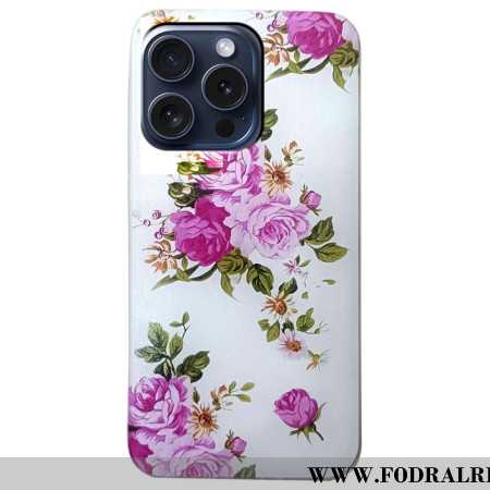 Skal iPhone 16 Pro Max Telefonfodral Rosa Blommor