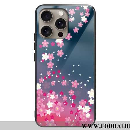 Skal iPhone 16 Pro Rosa Blommor I Härdat Glas