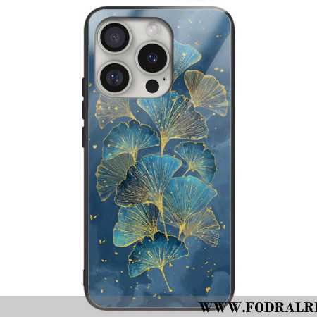 Skal iPhone 16 Pro Telefonfodral Ginkgoblad Av Härdat Glas